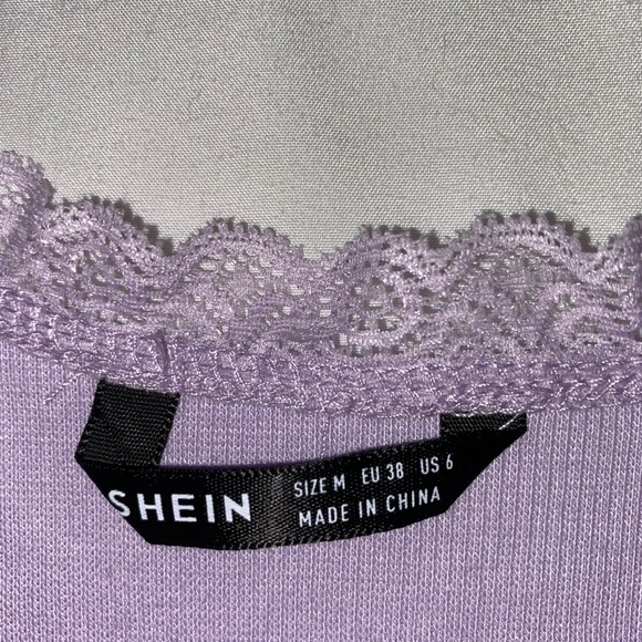 Purple SHEIN crop top with lace trimming - Picture 2 of 2